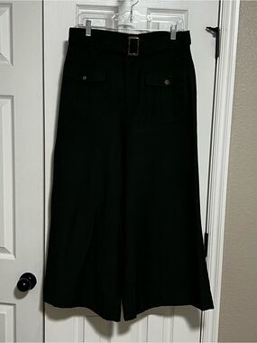 High-Waist Wide Leg Hunter-Green Pants with Belt